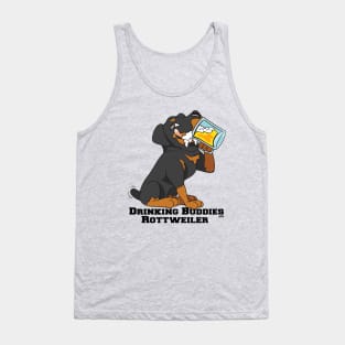 Rottweiler Dog Beer Drinking Buddies Series Cartoon Tank Top